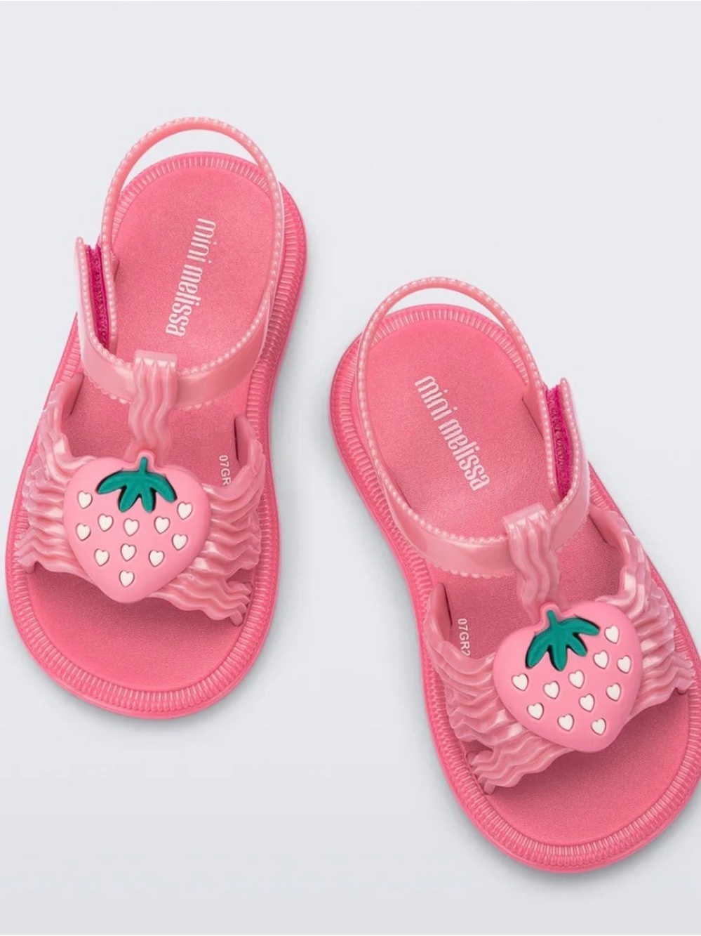Mini Melissa Pink Strawberry Jelly Sandals with Charm